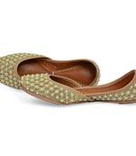 Gold Beaded Wedding shoes, Embellished Bridal Shoes Flats, Leather Footwear