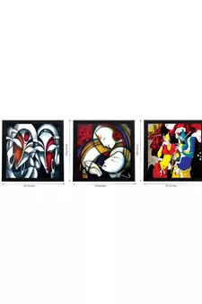 Set Of 3 Radha Krishna With Flute Satin Matt Texture UV Art Painting