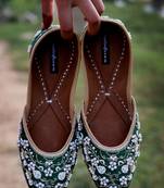 Green embellished wedding shoes, Beaded Bridal footwear, Ethnic Indian shoes