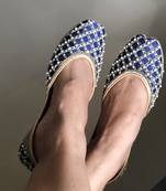 Blue Bridal Shoes, Indian Ethnic juttis, embellished wedding shoes, White Beaded