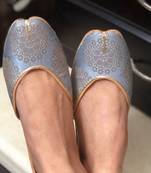 Grey bridal shoes, Grey and gold brocade women jutti, Indian Ethnic Women Shoes