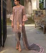 Light Pink Butterfly Net Pakistani Style Lawn Suit
