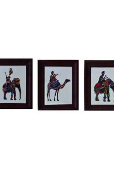 Set of 3 Animal Satin Matt Texture UV Art Painting