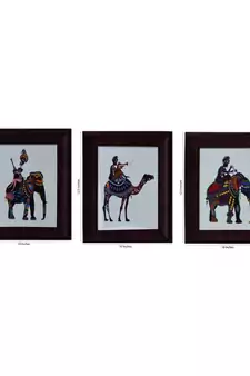 Set of 3 Animal Satin Matt Texture UV Art Painting