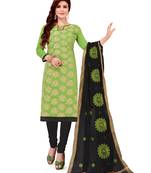 Light-parrot-green woven banarasi salwar