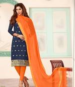 Navy-blue woven banarasi salwar