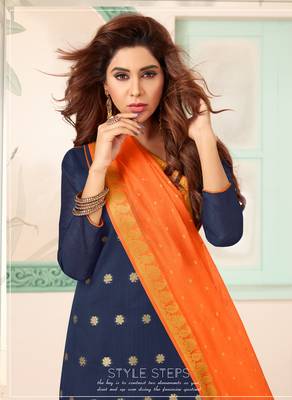 Navy-blue woven banarasi salwar 2