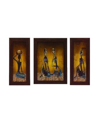 Set of 3 Tribal Lady Satin Matt Texture UV Art Painting 1