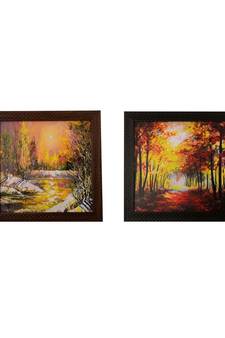 Set of 2 Natural Scenary Satin Matt Texture UV Art Painting