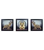 Set of 3 Buddha and Elephant Satin Matt Texture UV Art Painting