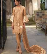 Light Salmon Butterfly Net Pakistani Style Lawn Suit
