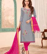 Grey embroidered cotton salwar