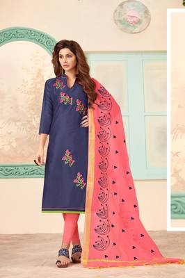 Blue embroidered cotton salwar 1