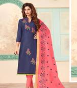 Blue embroidered cotton salwar