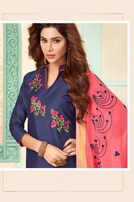 Blue embroidered cotton salwar 2