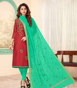 Red embroidered cotton salwar
