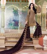 grey embroidered satin semi stitched salwar with dupatta