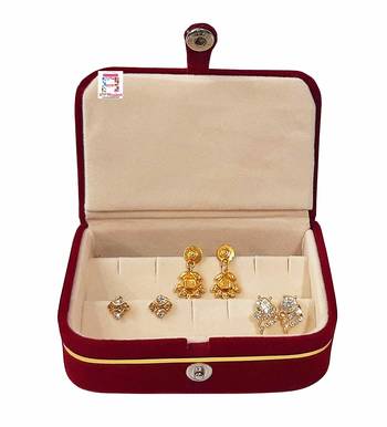 atorakushon   Velvet Combo Jewellery Box Ring Box Earrings Necklace Organiser cream for Women's   2