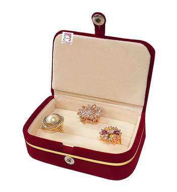 atorakushon   Velvet Combo Jewellery Box Ring Box Earrings Necklace Organiser cream for Women's   5