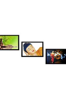 Set Of 3 Lord Buddha Satin Matt Texture UV Art Painting