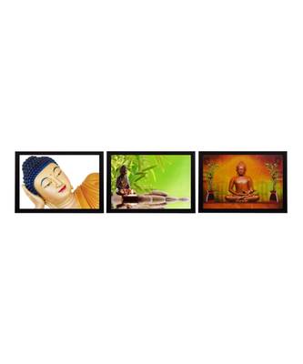Set Of 3 Forms Of Lord Buddha Satin Matt Texture UV Art Painting 1