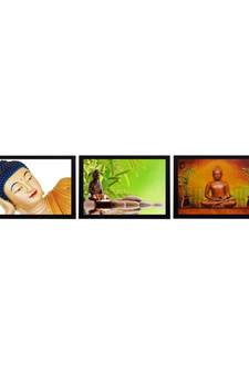 Set Of 3 Forms Of Lord Buddha Satin Matt Texture UV Art Painting