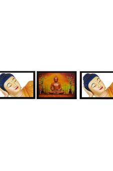 Set Of 3 Holu Lord Buddha Satin Matt Texture UV Art Painting