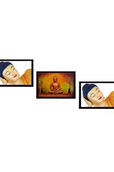 Set Of 3 Holu Lord Buddha Satin Matt Texture UV Art Painting