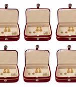 atorakushon   Velvet Combo Jewellery Box Ring Box Earrings Necklace Organiser cream for Women's pack of 6