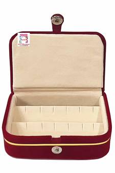 atorakushon   Velvet Combo Jewellery Box Ring Box Earrings Necklace Organiser for Women's Maroon pack of 2