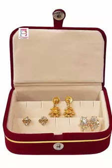 atorakushon   Velvet Combo Jewellery Box Ring Box Earrings Necklace Organiser for Women's Maroon pack of 2