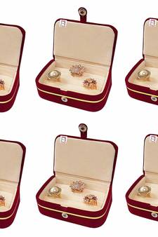 atorakushon   Velvet Combo Jewellery Box Ring Box Earrings Necklace Organiser for Women's Maroon pack of 6