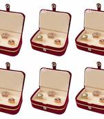 atorakushon   Velvet Combo Jewellery Box Ring Box Earrings Necklace Organiser for Women's Maroon pack of 6