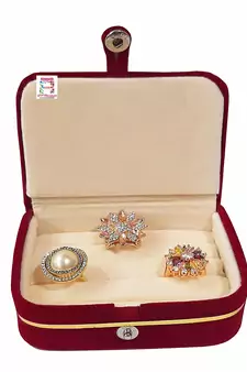 atorakushon   Velvet Combo Jewellery Box Ring Box Earrings Necklace Organiser for Women's Maroon pack of 6