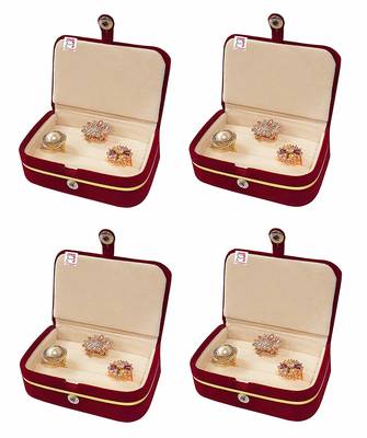 atorakushon   Velvet Combo Jewellery Box Ring Box Earrings Necklace Organiser for Women's Maroon pack of 4 1