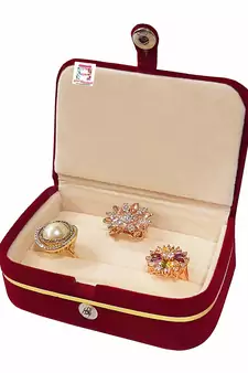 atorakushon   Velvet Combo Jewellery Box Ring Box Earrings Necklace Organiser for Women's Maroon pack of 4