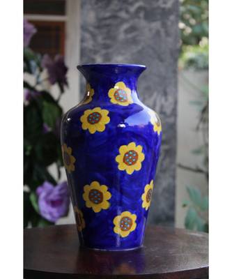 Blue Pottery Blue Floral Big Vase 1