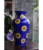 Blue Pottery Blue Floral Big Vase