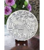 Blue pottery Whilte Village Plate