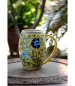 Blue Pottery Yellow Floral Beer Mug