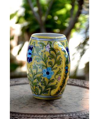Blue Pottery Yellow Floral Beer Mug 2
