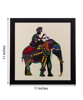 Villager on Elephant Matt Textured UV Art Painting 3