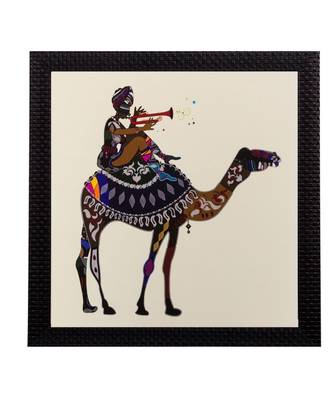 Villager on Camel Matt Textured UV Art Painting 1