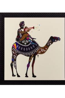 Villager on Camel Matt Textured UV Art Painting