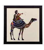 Villager on Camel Matt Textured UV Art Painting