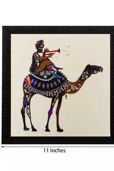 Villager on Camel Matt Textured UV Art Painting