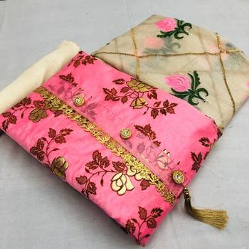 pink printed synthetics unstitched salwar with dupatta 1