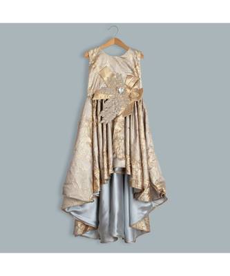 grey brocade highlow gown 1
