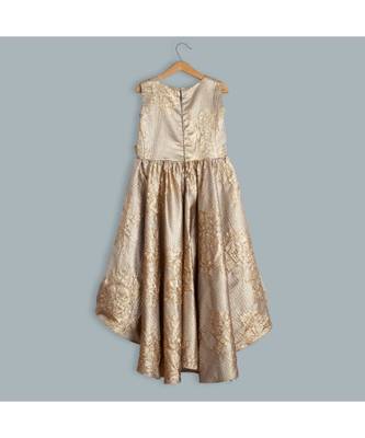 grey brocade highlow gown 2