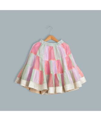 multi colour chanderi ghagra choli sea green 3
